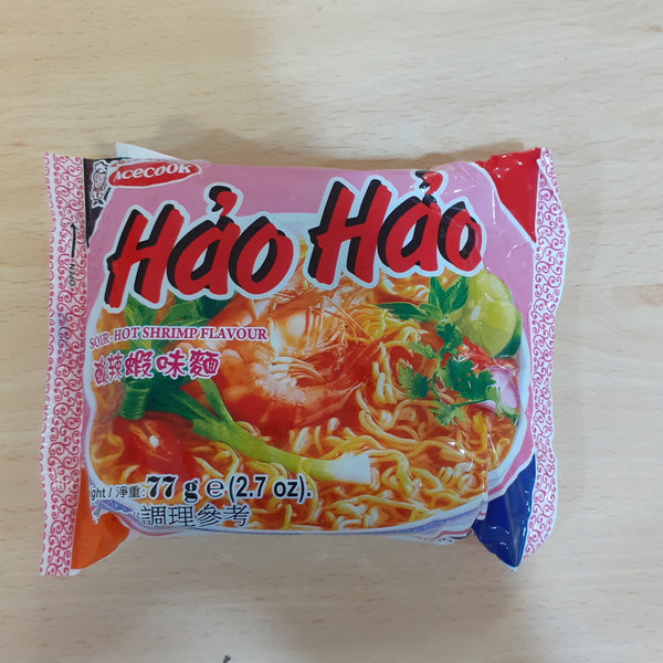 Mì hao hao chua cay - Fideos instantaneos, Instant Noodles Shrimp Acecook 77g